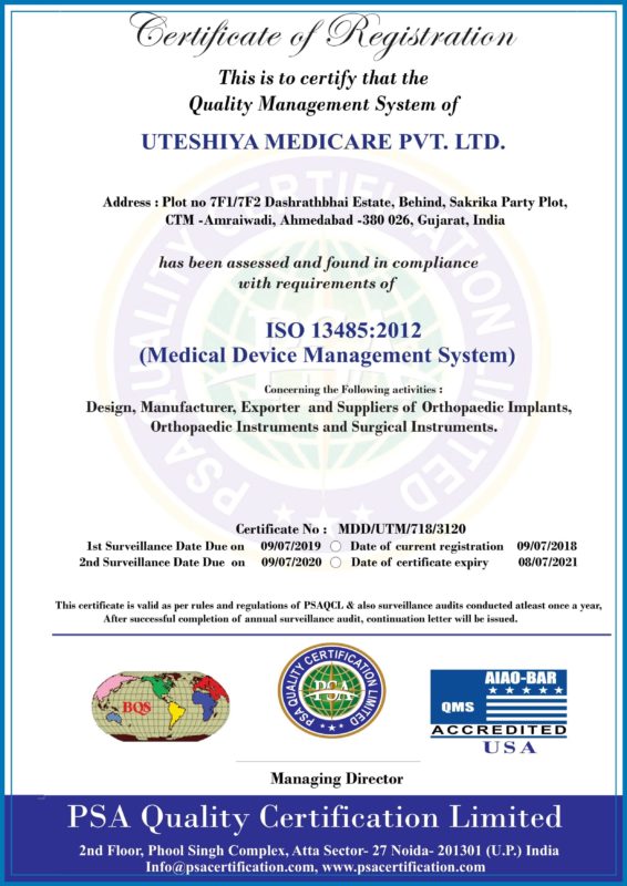 Orthopedic Implants & Instruments Manufacturer/Suppliers- Uteshiya