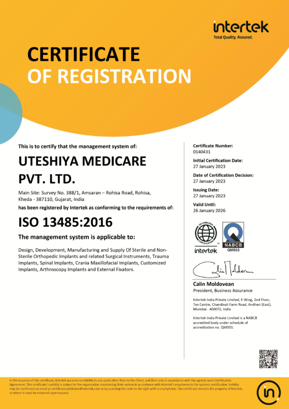 Orthopedic Implants & Instruments Manufacturer/Suppliers- Uteshiya